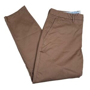 Perk Mens Slim Fit Stretch Chino Pants Size 36/30 36/29 Brown Casual Trousers